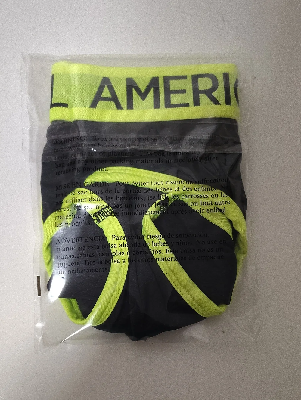 Rare Vintage American Eagle Black & Neon Yellow Brief - Size S